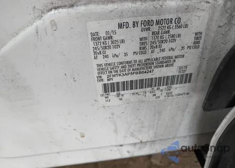 2015 Ford Edge Sport z USA, uszkodzony, nr VIN 2FMTK3AP5FBB04247